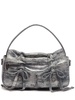 Micro Multipocket laminated suede bag