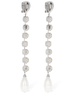 Crystal long earrings w/ faux pearl