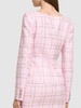 Sequined checked tweed round neck jacket