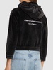 Cropped zip up cotton hoodie