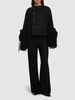 Short peacoat w/ furry sleeves