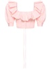 Ruffled moiré crop top w/ lace up