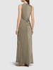 Viscose blend crepe long dress