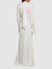 Silk satin long dress w/ scarf panel