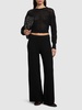 Chunky knit cotton blend wide pants