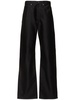 High waist cotton denim wide jeans