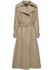 Belted cotton blend gabardine trench