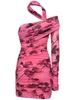 Rose print tech jersey mini dress