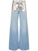 Embellished high rise straight jeans