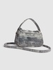 Micro Multipocket laminated suede bag