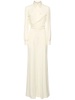 Belted fluid viscose blend long jumpsuit