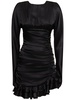 Open back silk satin draped mini dress