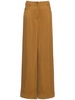 High rise washed twill wide pants