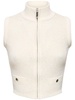 High neck sequined knit vest w/zip