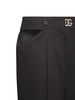 Cutout cotton gabardine pants w/ logo