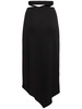 Fluid jersey crossed waist midi skirt