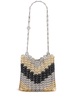 Metallic disc shoulder bag