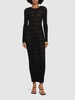 Striped sheer knit long dress