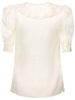 Silk organza blouse w/ rose appliqués