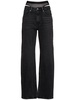Slit hem jeans w/ mesh underwear