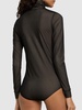 Sheer viscose jersey t-neck bodysuit