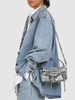 Micro Multipocket laminated suede bag