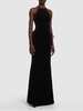 Velvet long dress w/ side lace-up