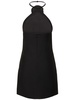 Wool & silk crepe rose h/neck mini dress