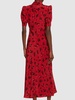 Printed silk short sleeve long dress