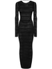 Striped sheer knit long dress