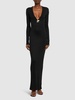 Viscose v neck long dress w/ star stud