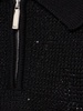 Sequined cotton blend knit polo w/ zip