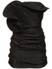 Strapless gathered silk mini dress
