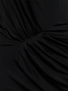 Draped satin l/s open back long dress