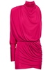 Draped jersey one sleeve mini dress