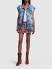 Plaid cotton mini skirt w/ zips