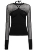 Knit viscose blend top w/sheer details