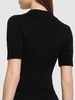 Sequined cotton blend knit polo w/ zip