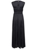 Delia pleated satin long gown