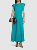 Folded cap sleeve viscose midi dress