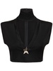 V neck crop top w/stud