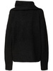 Draped scarf wool blend knit sweater