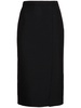 Wool blend gabardine side slit skirt