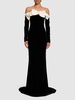 Off-shoulder velvet maxi dress