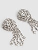 Square crystal earrings w/ fringes