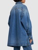 Crystal embellished denim oversize shirt