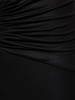 Laminated jersey long dress w/ lace