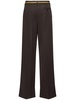 Cotton gabardine wide leg pants