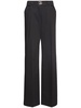 Cutout cotton gabardine pants w/ logo