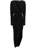 Draped jersey l/s midi wrap dress